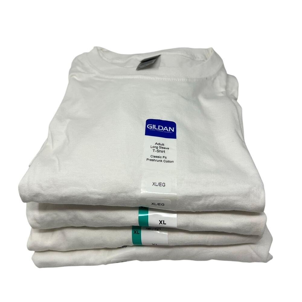 Lot of 4 Gildan Long Sleeve Blank 100% Cotton T-Shirts XL